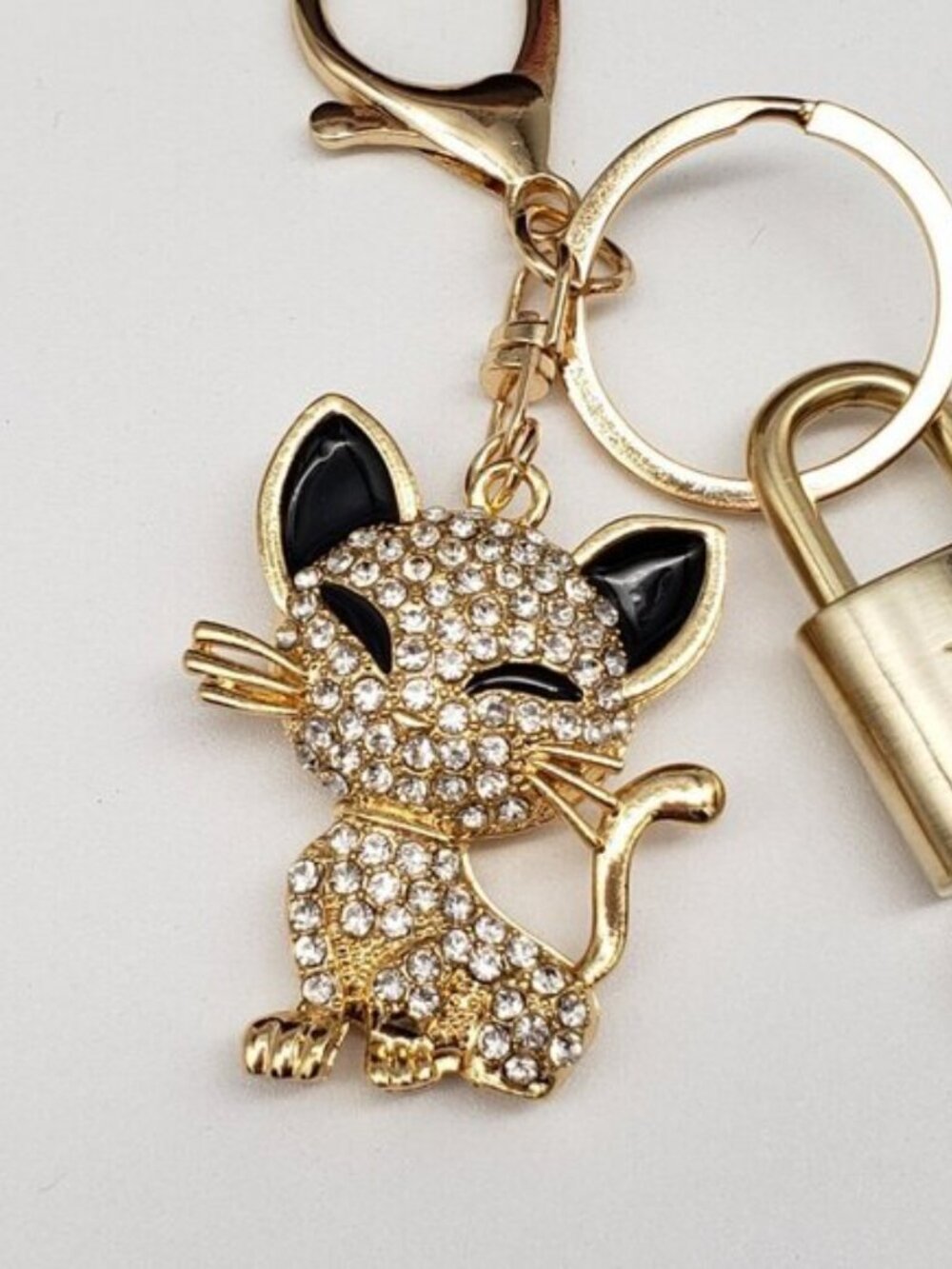 Louis Vuitton Gold Padlock Key 🔒 Authentic LV Charm + Unbranded Cat Keychain - Picture 7 of 8